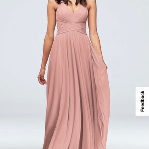 David’s bridal Spaghetti Strap Mesh Cross Waist Bridesmaid Dress/Color (Ballet)